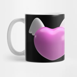 The pink heart and white wing for valentine or love concept 3d rendering Mug